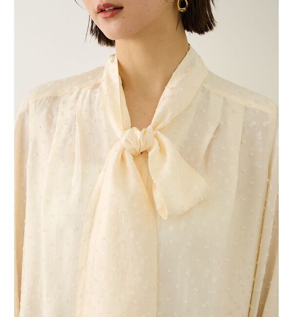 ROPE「2WAYドットジャガードボウタイブラウス/イージーケア」|シャツ・ブラウス|