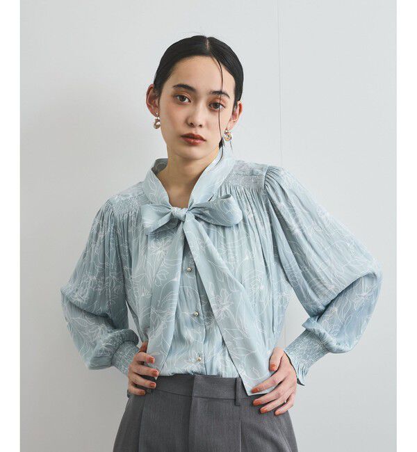 VIS「【前後2WAY】割繊ボウタイブラウス【洗える】」|シャツ・ブラウス|
