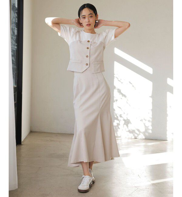 VIS「【美easy】リネンライクマーメイドスカート【洗える】【セットアップ対応】」|スカート|