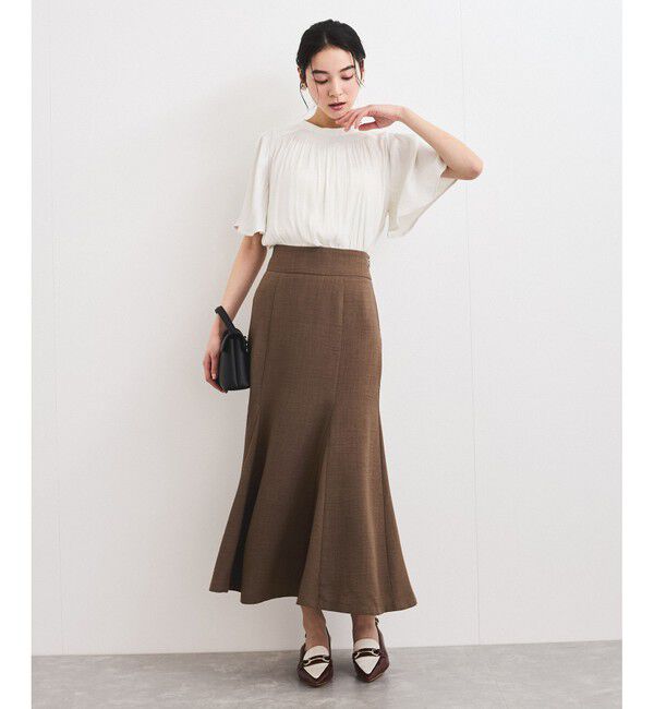 VIS「【2WAY】割繊ハーフスリーブブラウス【洗える】」|シャツ・ブラウス|