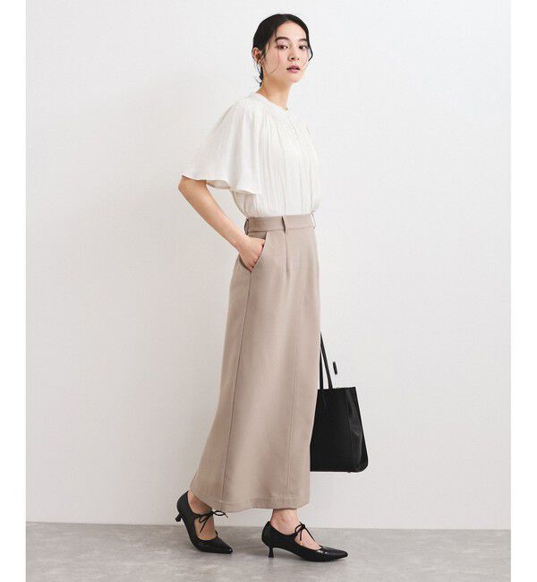 VIS「【2WAY】割繊ハーフスリーブブラウス【洗える】」|シャツ・ブラウス|