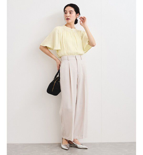 VIS「【2WAY】割繊ハーフスリーブブラウス【洗える】」|シャツ・ブラウス|