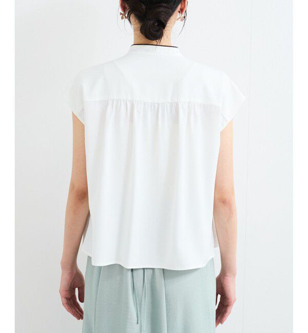 VIS「【接触冷感】配色ボウタイタックブラウス」|シャツ・ブラウス|