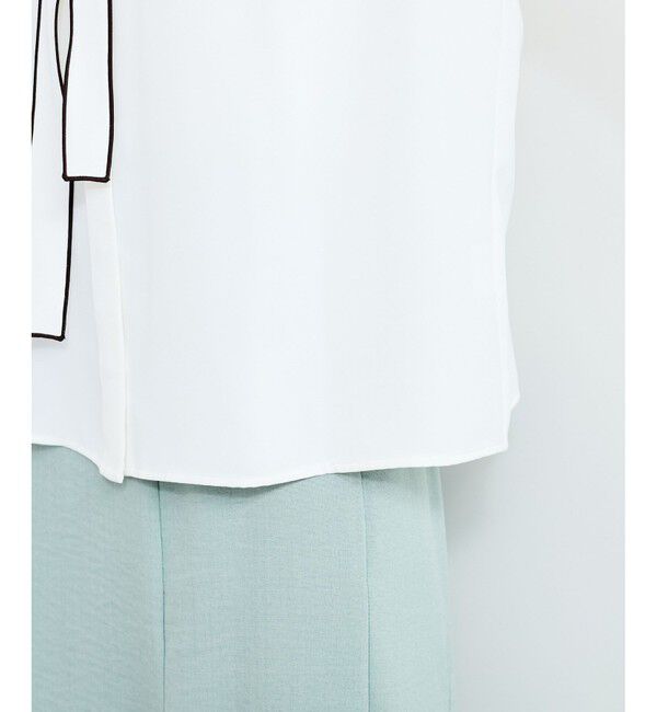 VIS「【接触冷感】配色ボウタイタックブラウス」|シャツ・ブラウス|