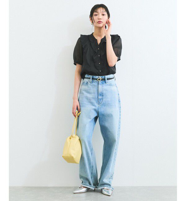 VIS「【洗える】シアーラッフル半袖ブラウス」|シャツ・ブラウス|