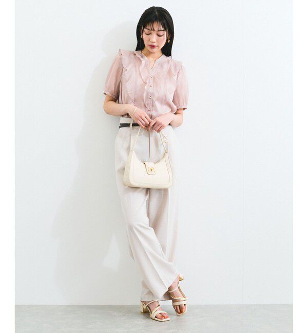 VIS「【洗える】シアーラッフル半袖ブラウス」|シャツ・ブラウス|