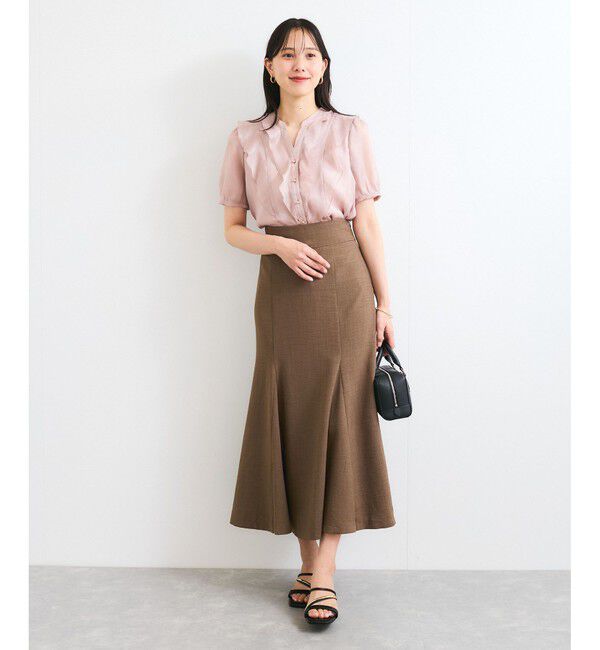 VIS「【洗える】シアーラッフル半袖ブラウス」|シャツ・ブラウス|