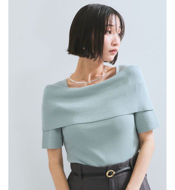 VIS「【アンチピリング/UVケア/洗える】オフショルハーフスリーブニット」|ニット・セーター|