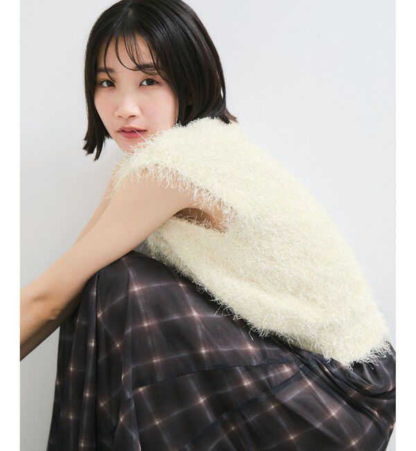 VIS「【洗える】チュールプリントチェックスカート」|スカート|