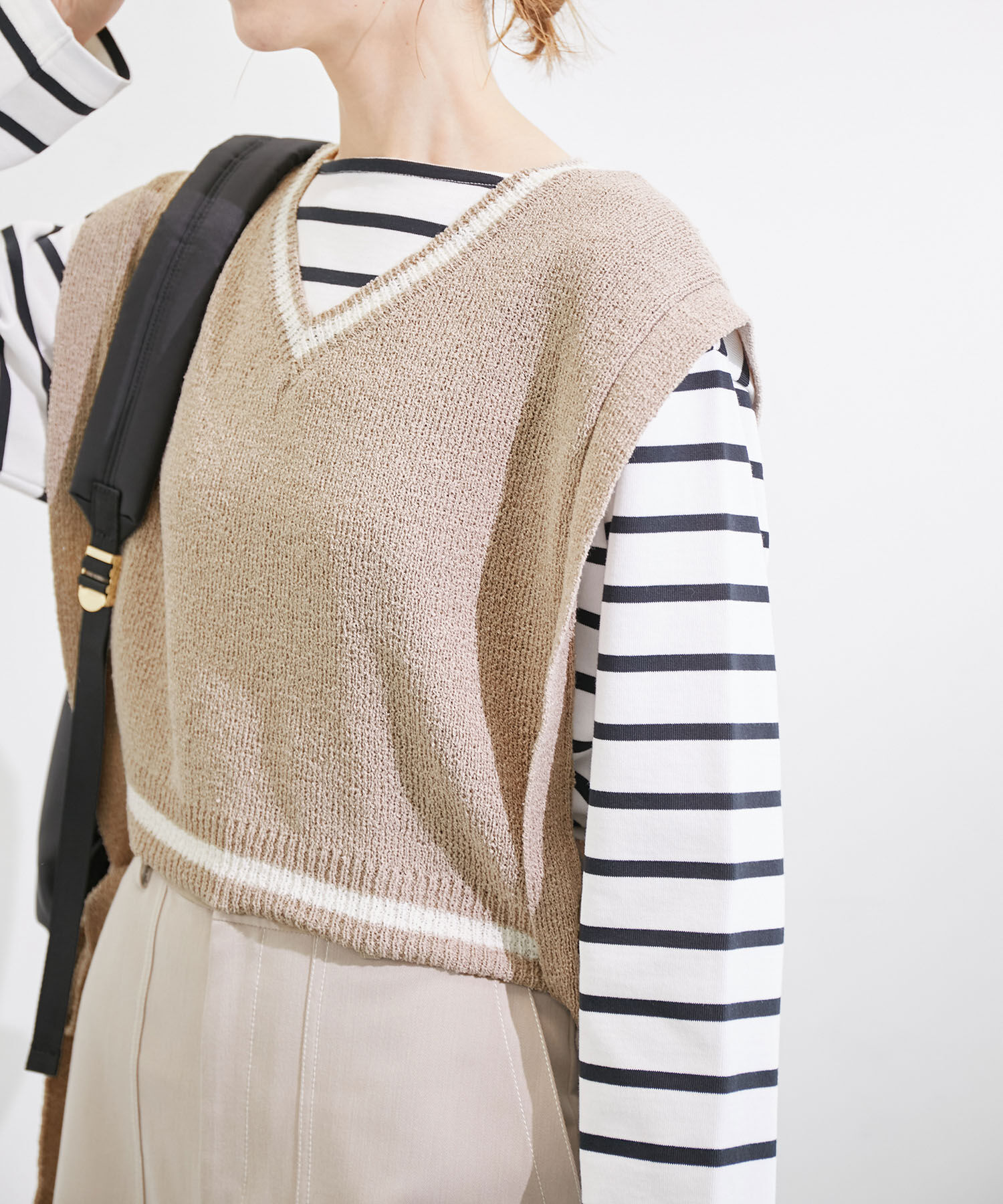 ROPE PICNIC PASSAGE「ブークレーライン入りサイドリボンレイヤードベスト」|ベスト・ジレ|