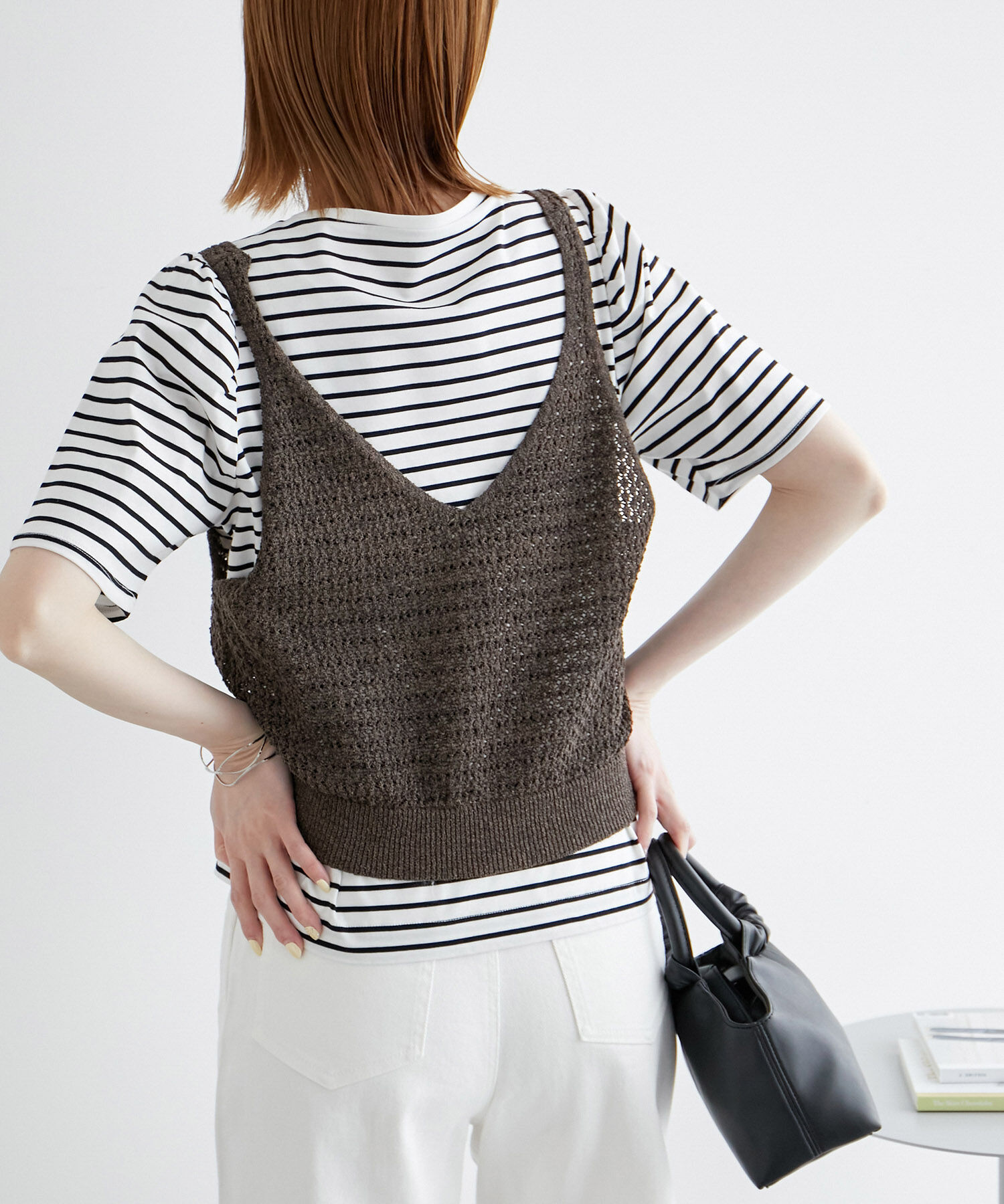 ROPE PICNIC PASSAGE「透かし編みルーズレイヤードニットベスト」|ベスト・ジレ|