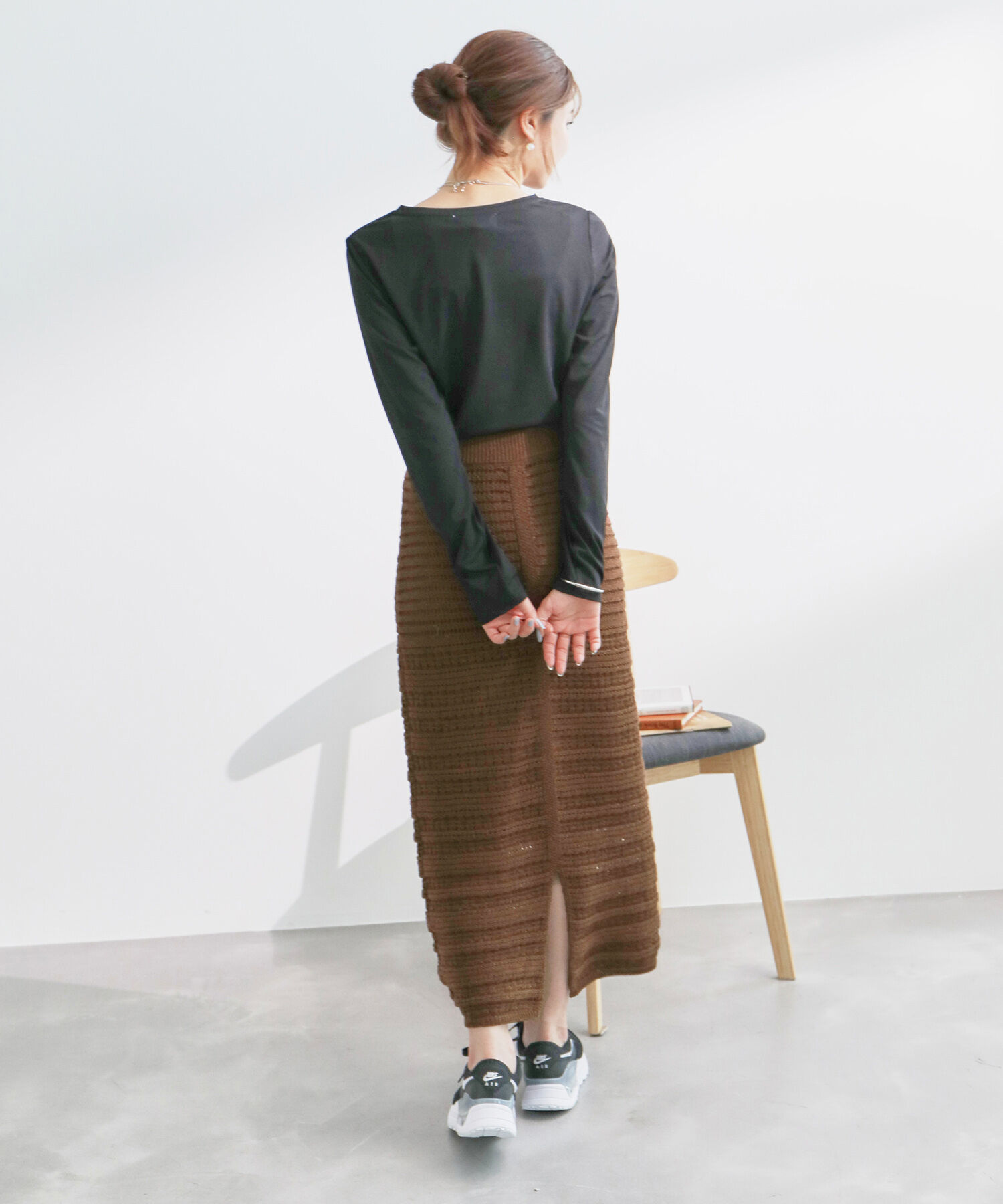 Rope&rsquo;Picnic「セットアップ対応/透かし編みテープヤーンIラインニットスカート」|スカート|