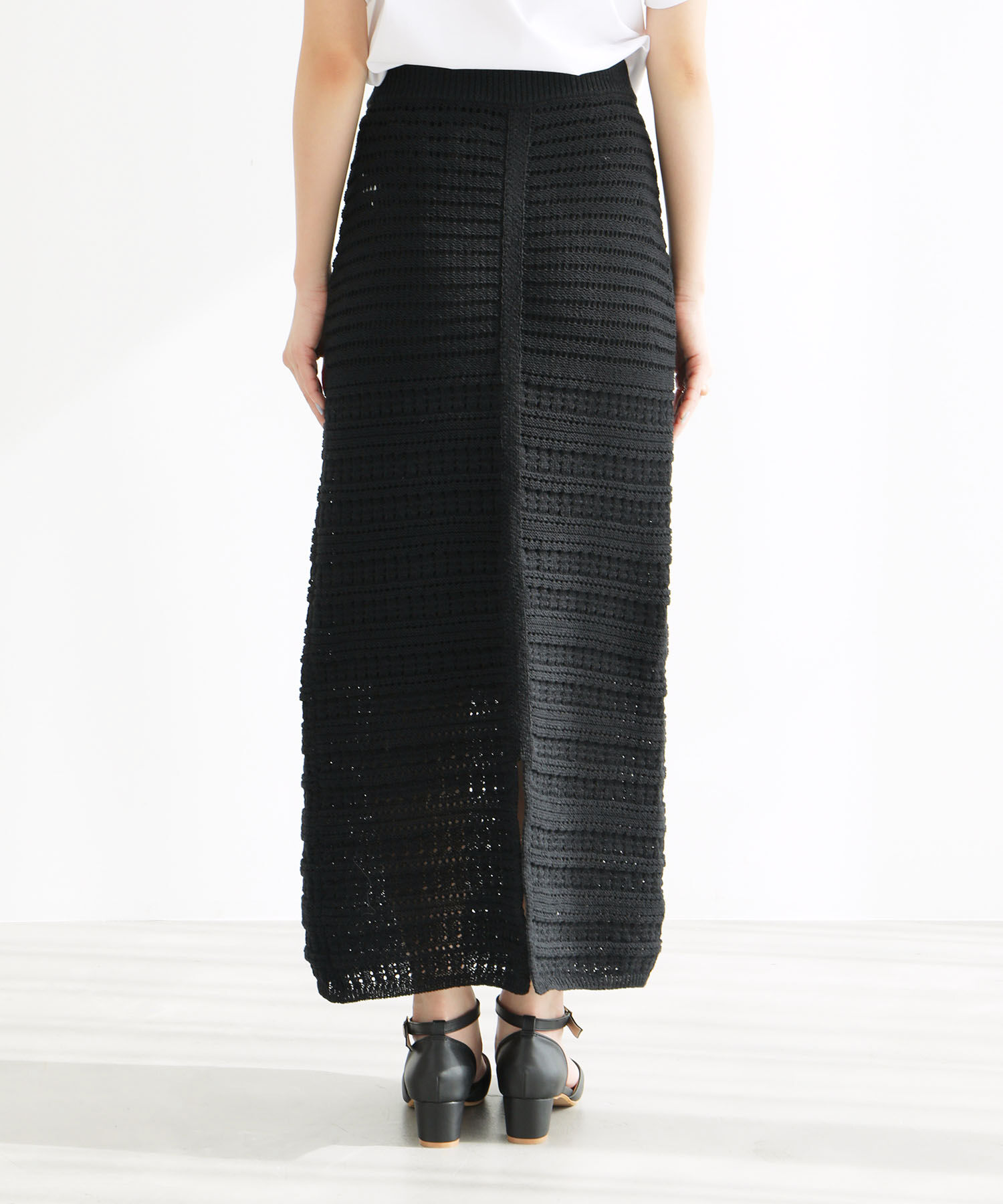 Rope&rsquo;Picnic「セットアップ対応/透かし編みテープヤーンIラインニットスカート」|スカート|