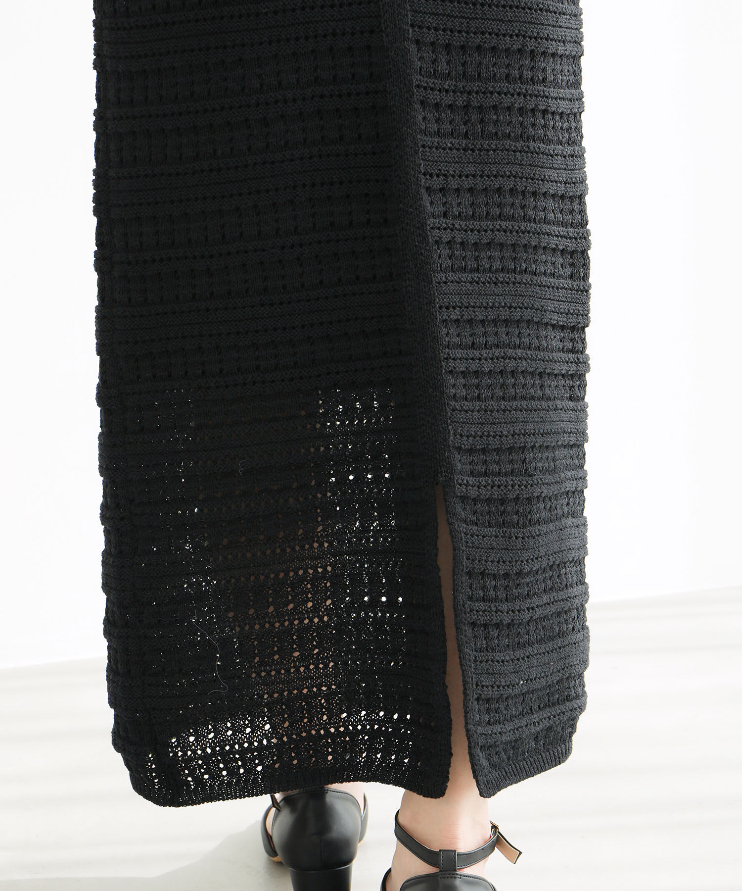 Rope&rsquo;Picnic「セットアップ対応/透かし編みテープヤーンIラインニットスカート」|スカート|