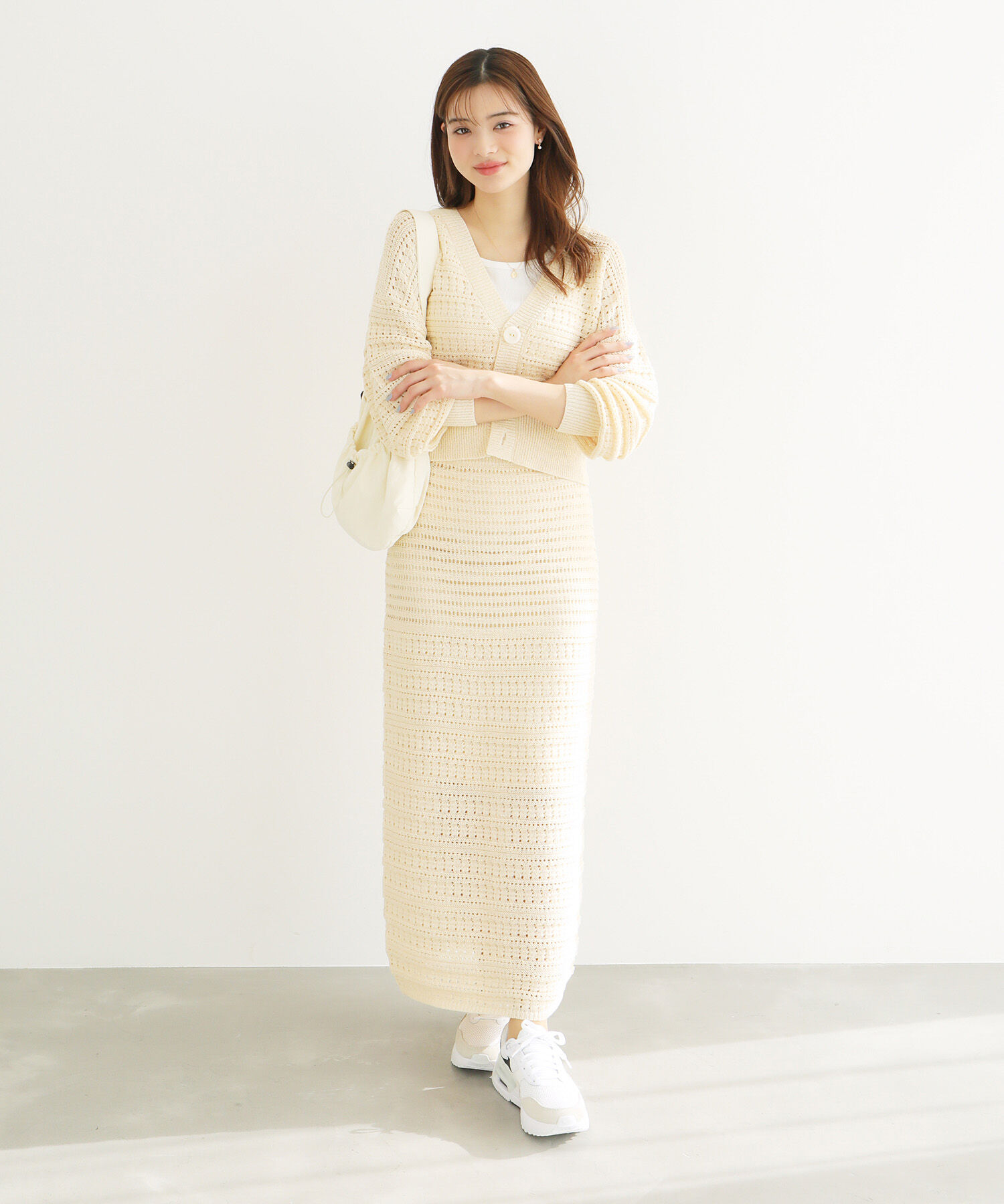 Rope&rsquo;Picnic「セットアップ対応/透かし編みテープヤーンIラインニットスカート」|スカート|