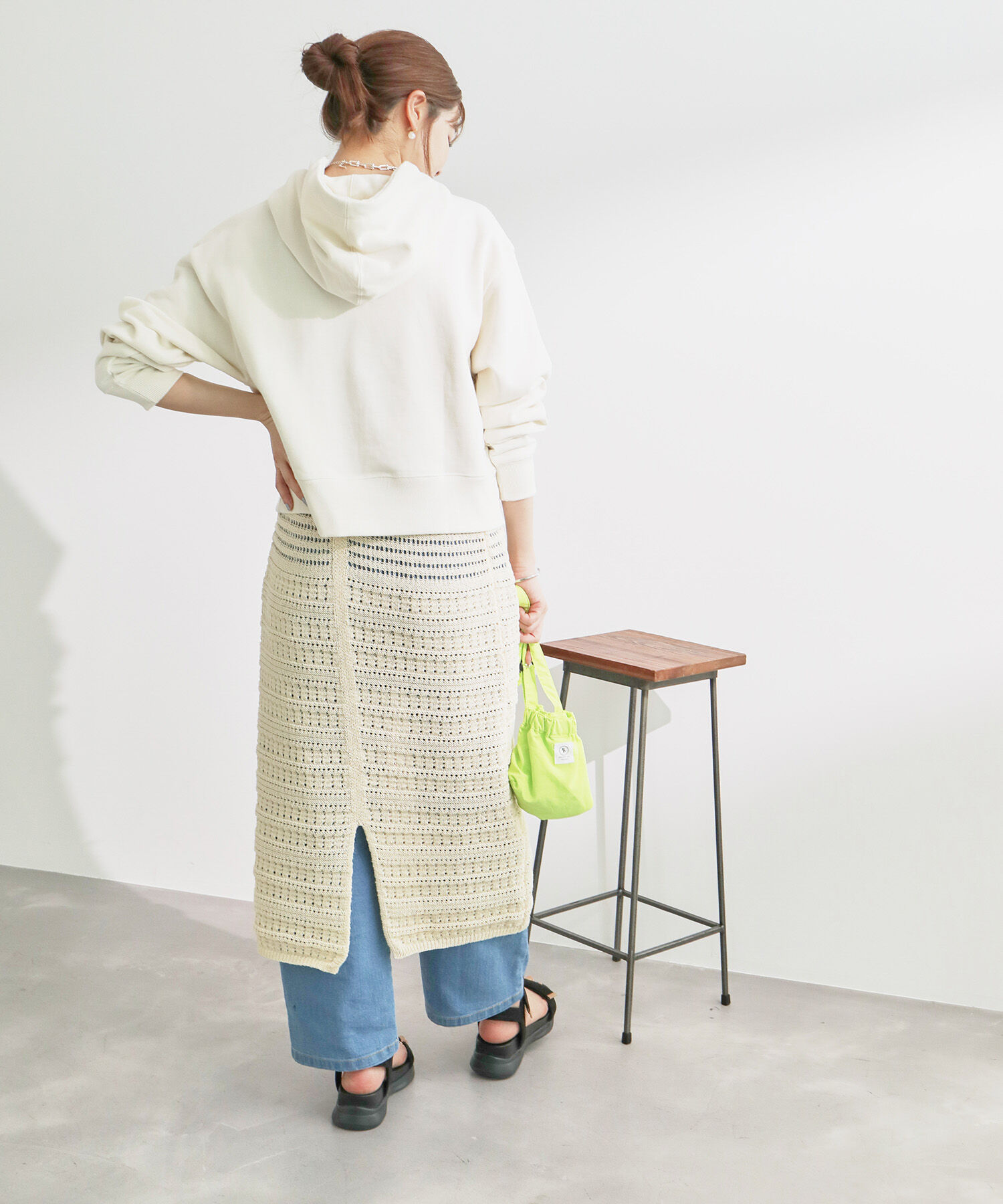 Rope&rsquo;Picnic「セットアップ対応/透かし編みテープヤーンIラインニットスカート」|スカート|