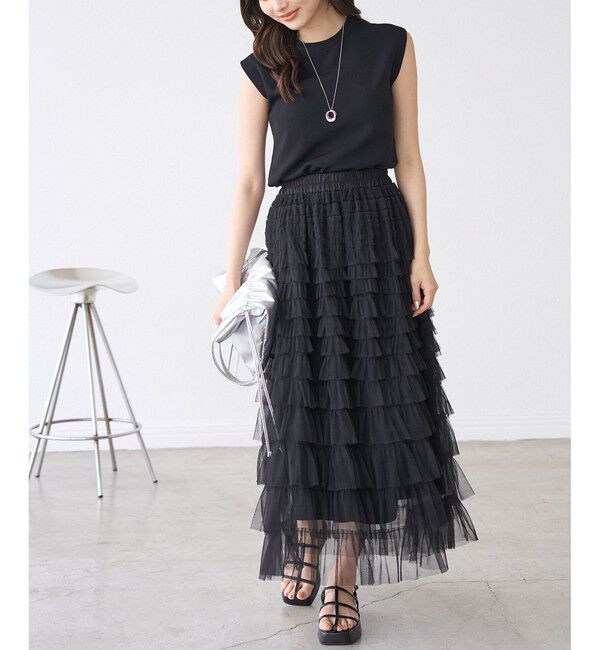Rope&rsquo;Picnic「チュールフリルティアードスカート」|スカート|
