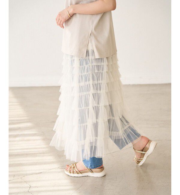 Rope&rsquo;Picnic「チュールフリルティアードスカート」|スカート|