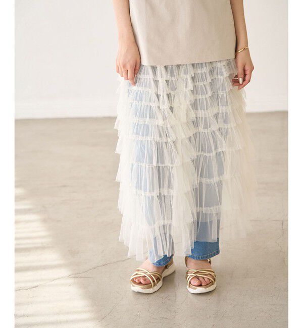 Rope&rsquo;Picnic「チュールフリルティアードスカート」|スカート|