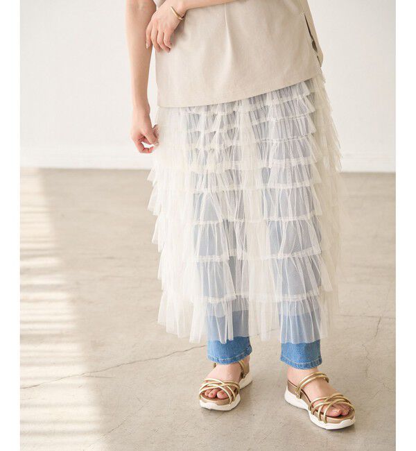 Rope&rsquo;Picnic「チュールフリルティアードスカート」|スカート|