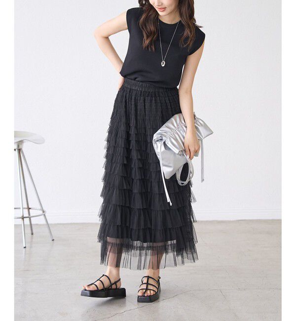 Rope&rsquo;Picnic「チュールフリルティアードスカート」|スカート|