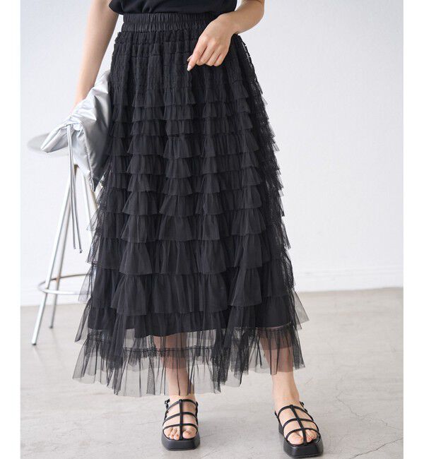 Rope&rsquo;Picnic「チュールフリルティアードスカート」|スカート|
