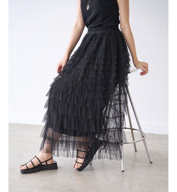 Rope&rsquo;Picnic「チュールフリルティアードスカート」|スカート|