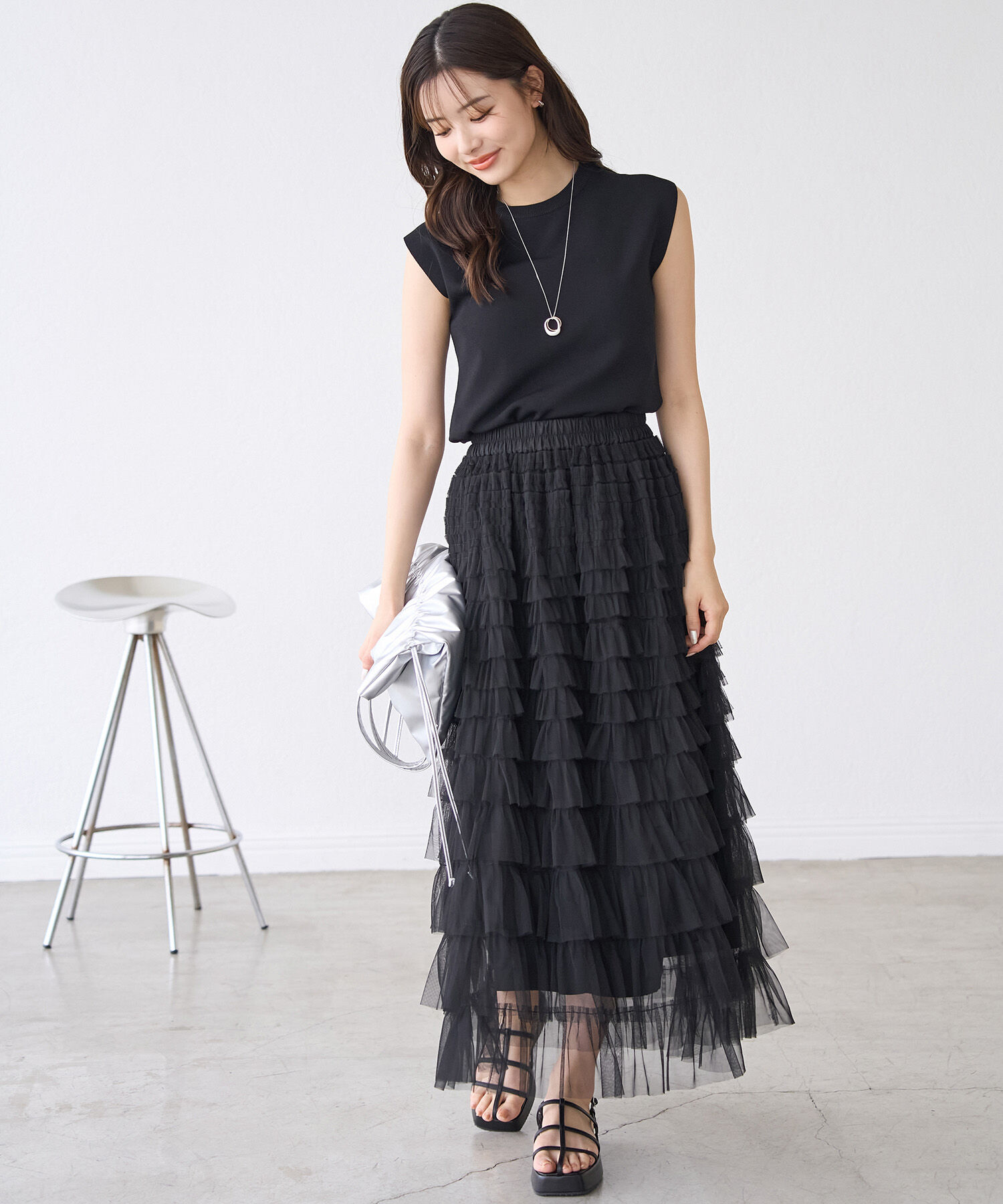 Rope&rsquo;Picnic「チュールフリルティアードスカート」|スカート|