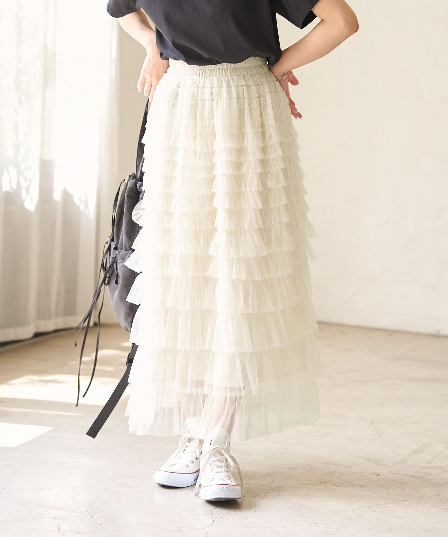 Rope&rsquo;Picnic「チュールフリルティアードスカート」|スカート|