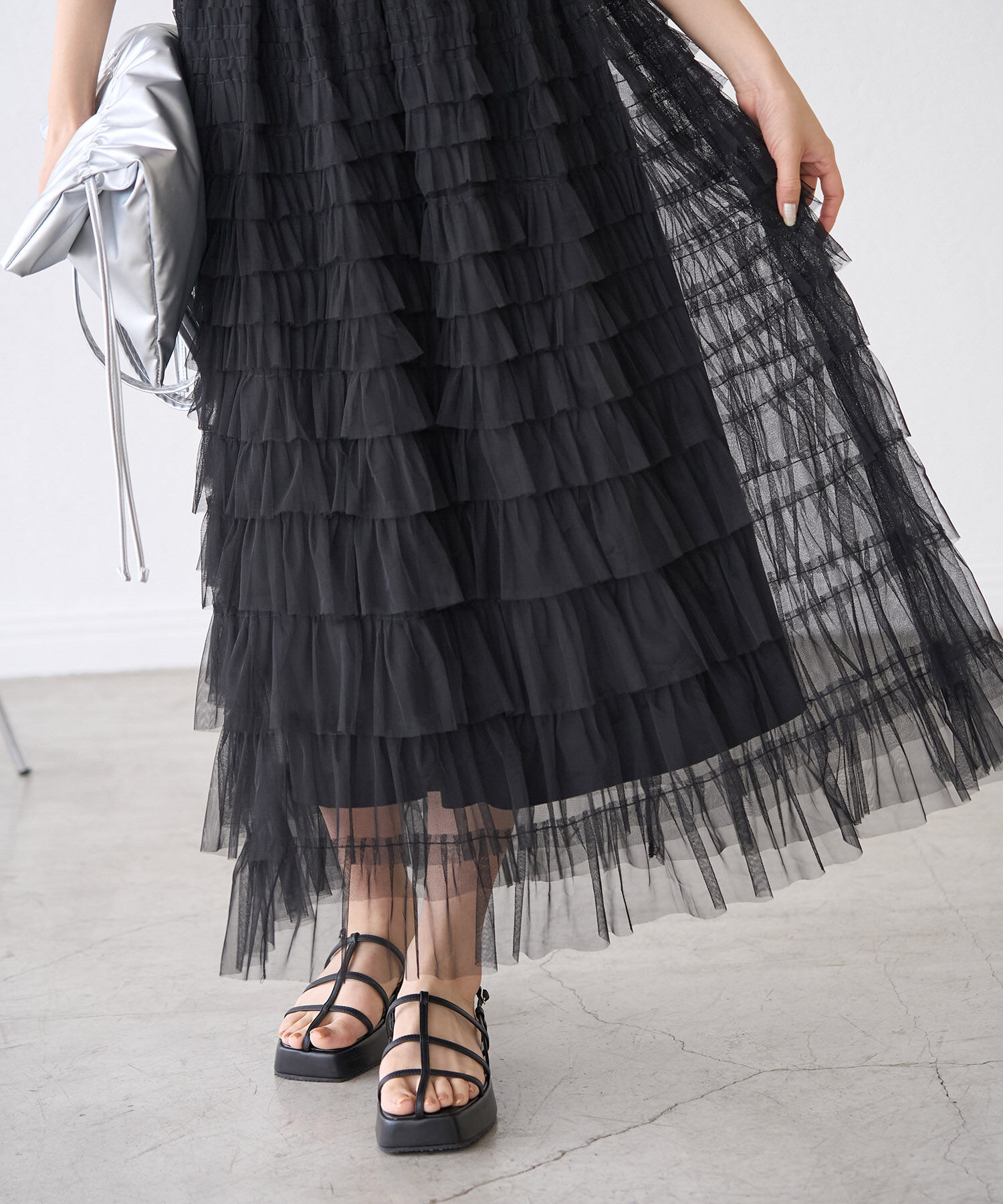 Rope&rsquo;Picnic「チュールフリルティアードスカート」|スカート|