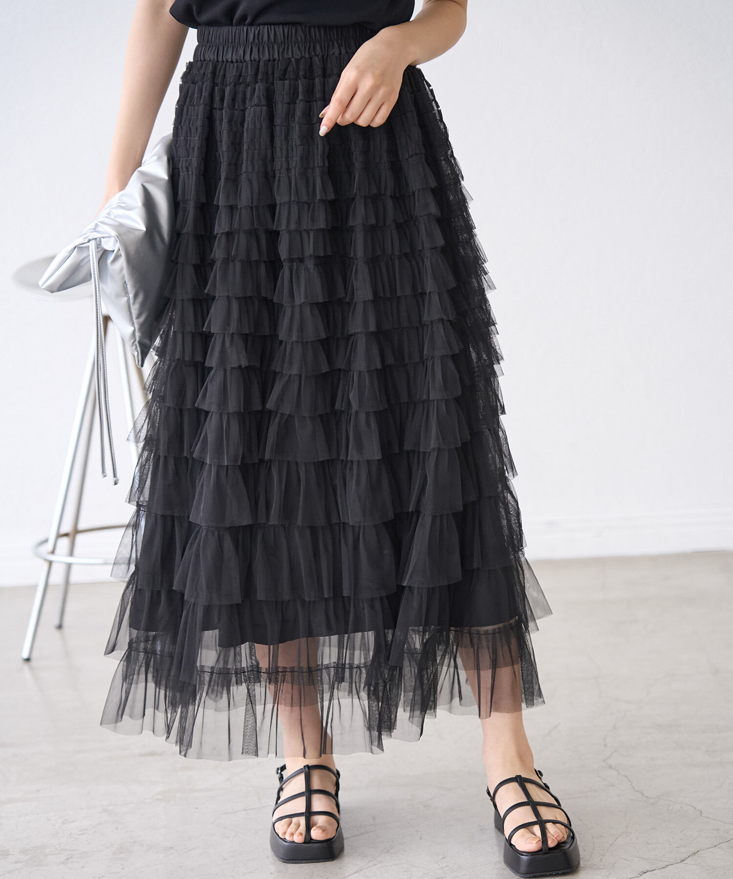 Rope&rsquo;Picnic「チュールフリルティアードスカート」|スカート|