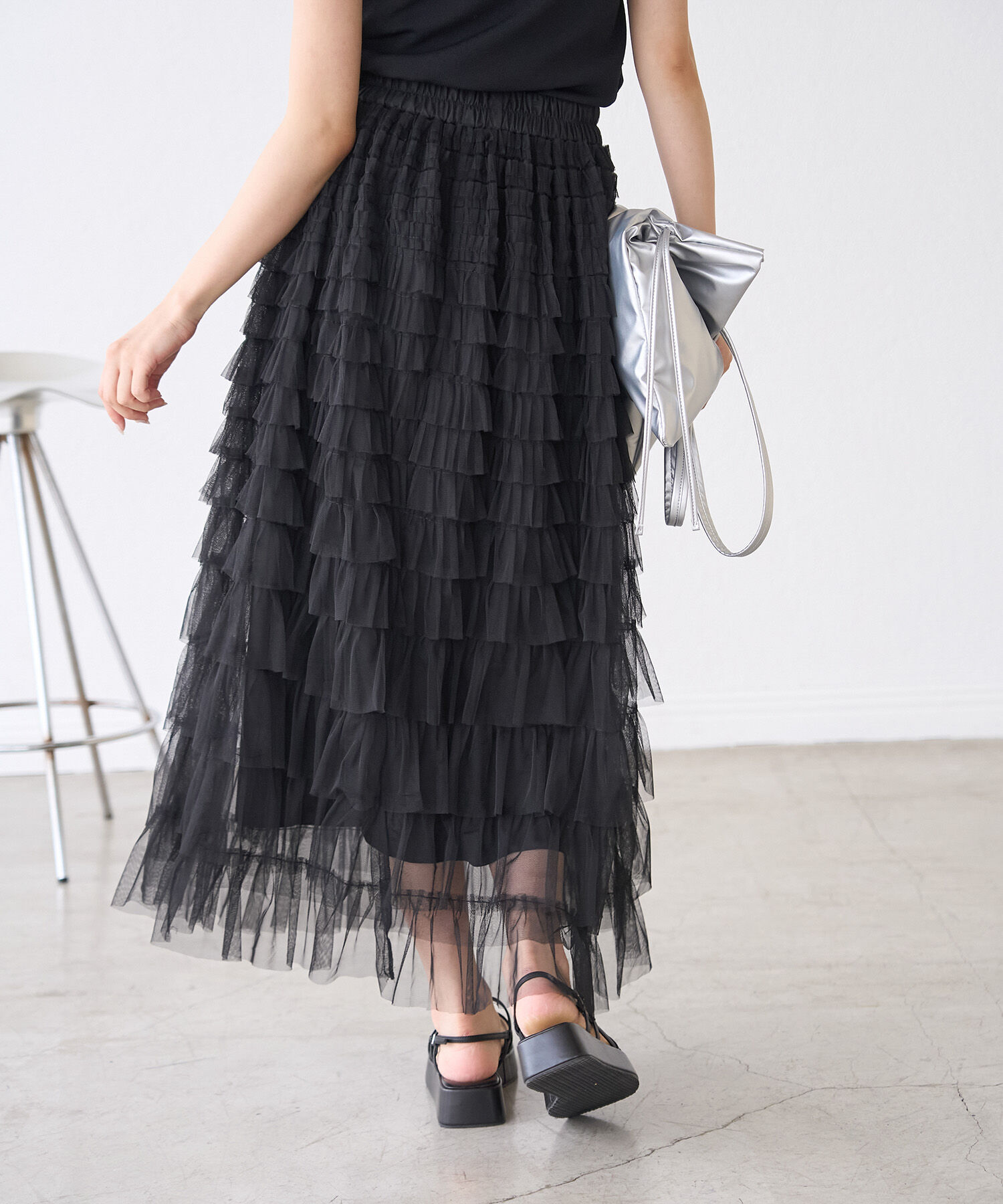 Rope&rsquo;Picnic「チュールフリルティアードスカート」|スカート|