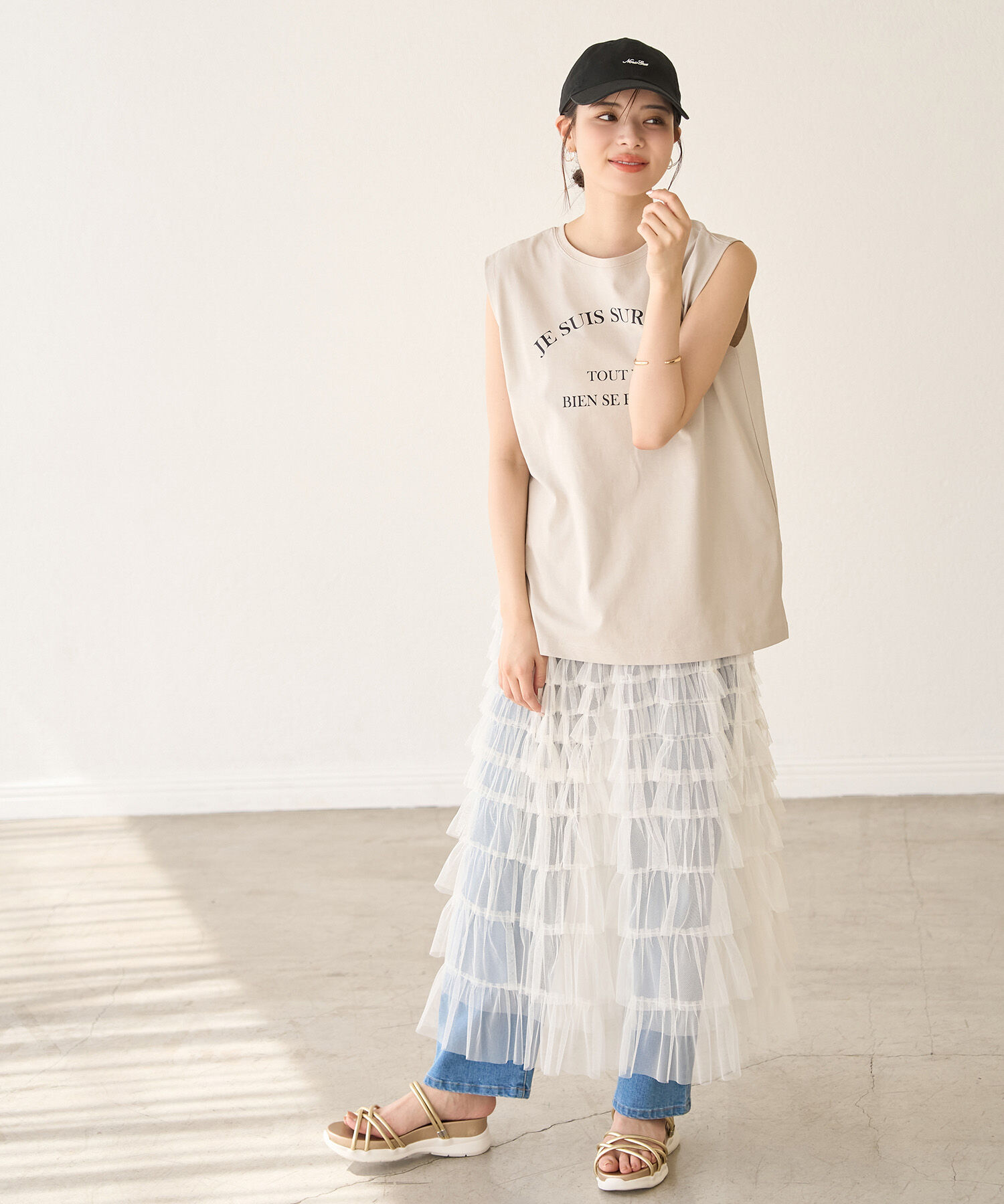 Rope&rsquo;Picnic「チュールフリルティアードスカート」|スカート|