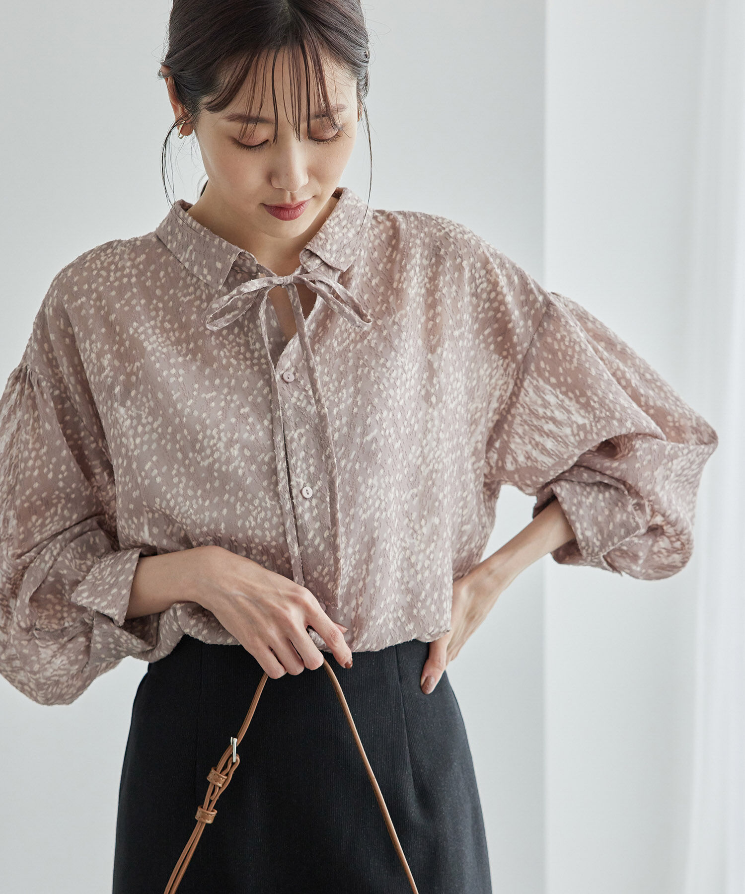 Rope&rsquo;Picnic「2WAY/シアー柄リボンブラウス」|シャツ・ブラウス|