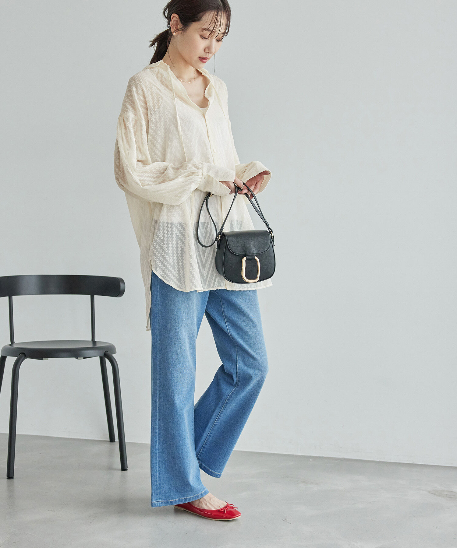 Rope&rsquo;Picnic「2WAY/シアー柄リボンブラウス」|シャツ・ブラウス|