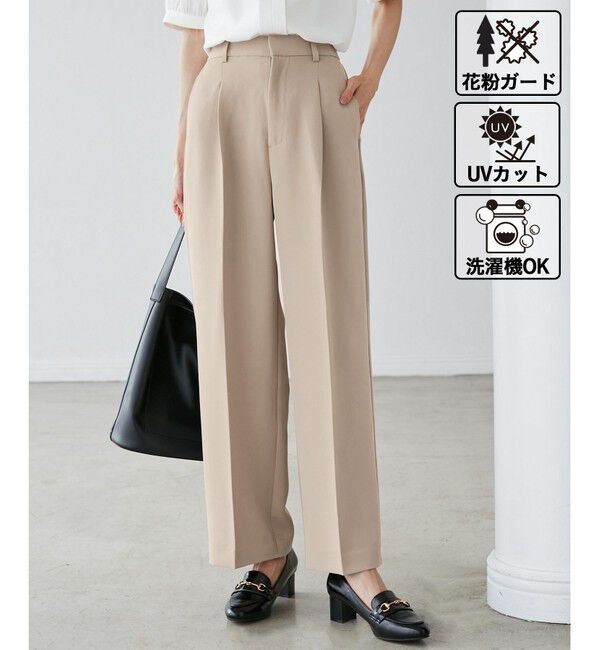 Rope&rsquo;Picnic「【花粉ガード】360&deg;ウルトラストレッチ ワイドスラックスパンツ/セットアップ対応」|チノ|キャメル系(26)