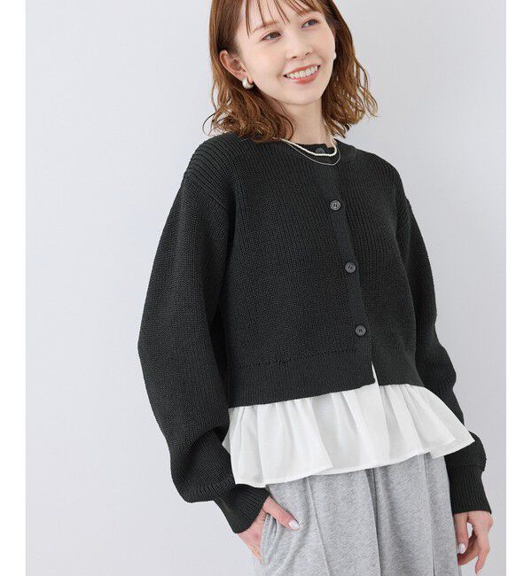 Rope&rsquo;Picnic「布帛使いショート丈カーディガン」|カーディガン|クロメイン