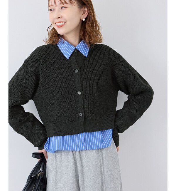 Rope&rsquo;Picnic「布帛使いショート丈カーディガン」|カーディガン|