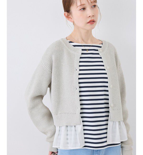 Rope&rsquo;Picnic「布帛使いショート丈カーディガン」|カーディガン|