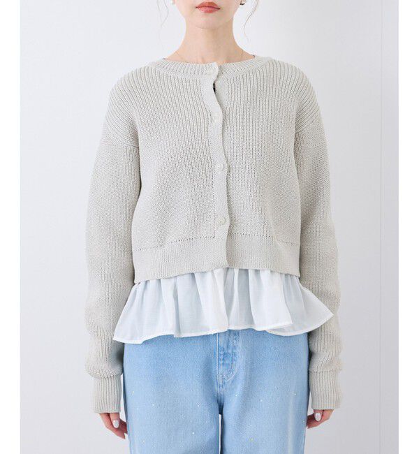 Rope&rsquo;Picnic「布帛使いショート丈カーディガン」|カーディガン|