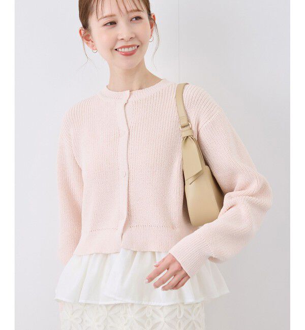 Rope&rsquo;Picnic「布帛使いショート丈カーディガン」|カーディガン|