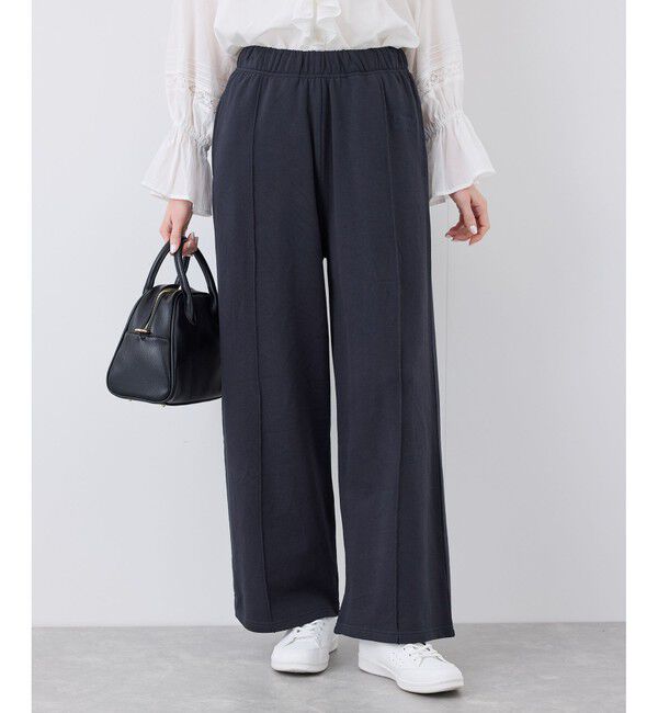 Rope&rsquo;Picnic「ロゴ刺繍入りワイドスウェットパンツ」|チノ|ネイビー(40)