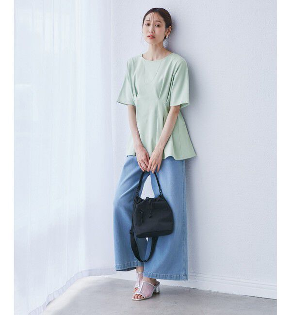 Rope&rsquo;Picnic「(接触冷感&times;UVカット)ウエストタックペプラムトップス」|Tシャツ・カットソー|