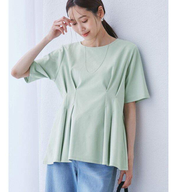 Rope&rsquo;Picnic「(接触冷感&times;UVカット)ウエストタックペプラムトップス」|Tシャツ・カットソー|