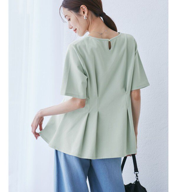 Rope&rsquo;Picnic「(接触冷感&times;UVカット)ウエストタックペプラムトップス」|Tシャツ・カットソー|