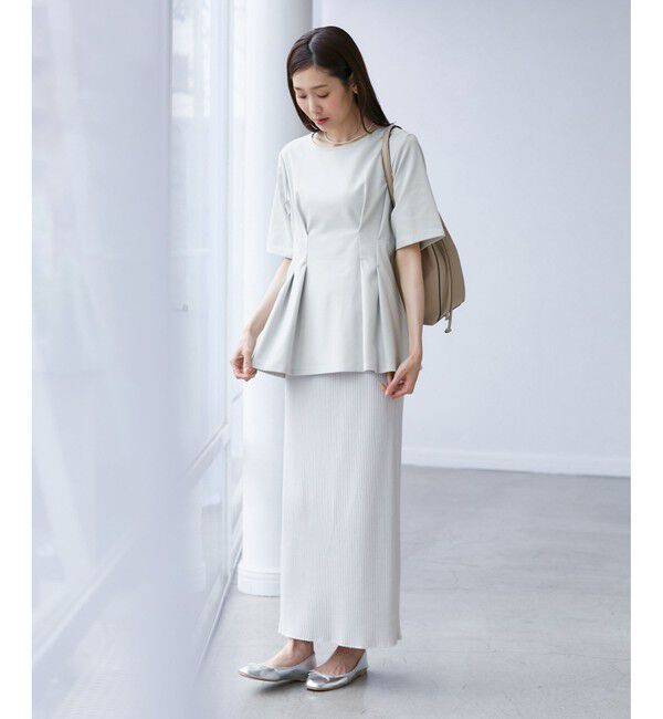 Rope&rsquo;Picnic「(接触冷感&times;UVカット)ウエストタックペプラムトップス」|Tシャツ・カットソー|