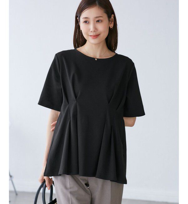 Rope&rsquo;Picnic「(接触冷感&times;UVカット)ウエストタックペプラムトップス」|Tシャツ・カットソー|