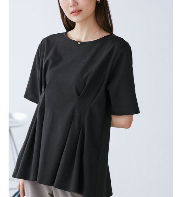 Rope&rsquo;Picnic「(接触冷感&times;UVカット)ウエストタックペプラムトップス」|Tシャツ・カットソー|