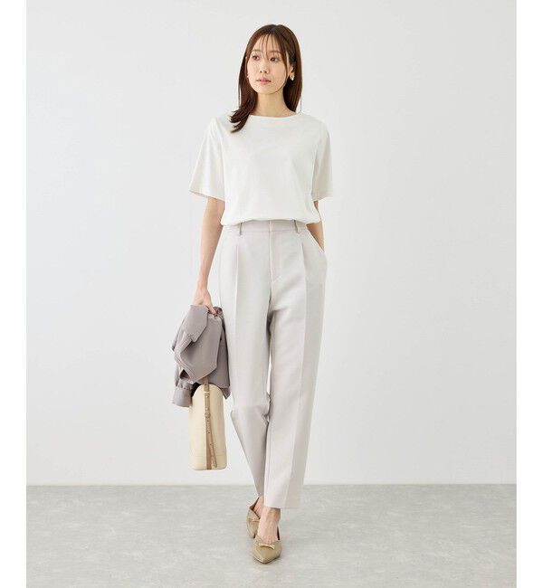 Rope&rsquo;Picnic「60シルケットボートネックハーフスリーブジャケットインナー」|Tシャツ・カットソー|