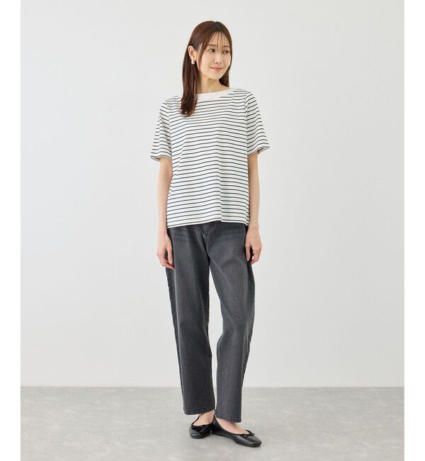 Rope&rsquo;Picnic「60シルケットボートネックハーフスリーブジャケットインナー」|Tシャツ・カットソー|